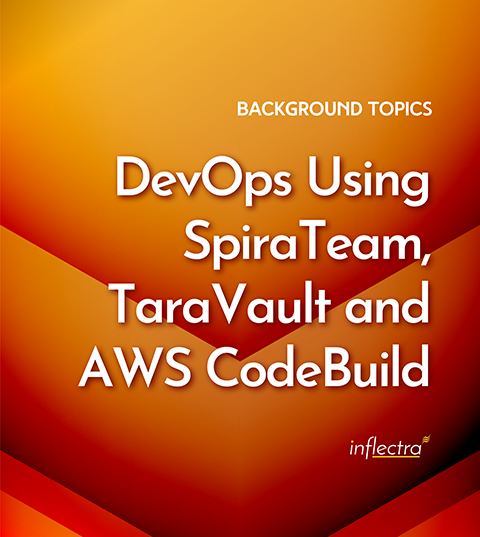 In this whitepaper we will be discussing some best practices and lessons learned about how to implement DevOps (Development + Operations) using the Inflectra platform in conjunction with AWS tools such as AWS CodeBuild, AWS CodePipeline and AWS CodeDeploy. This is based on some experiences we've had internally implementing DevOps in the past 2-3 years as well as feedback and suggestions from our customers.