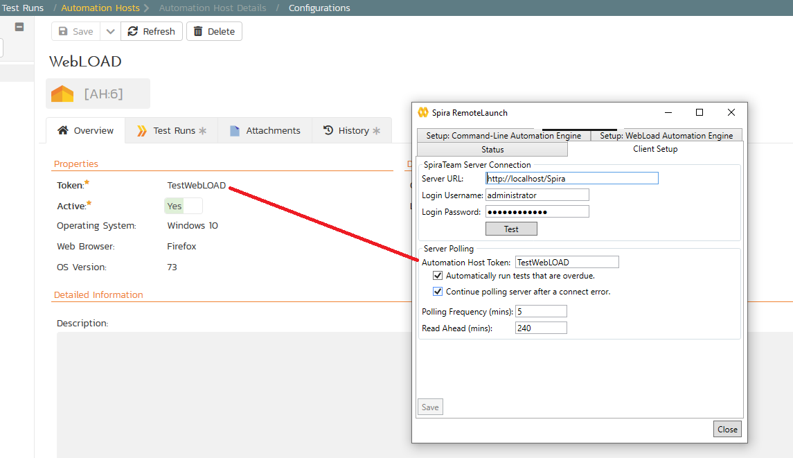 Setting up WebLOAD in SpiraTest
