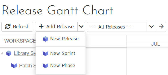 Adding a New Release, Sprint or Phase