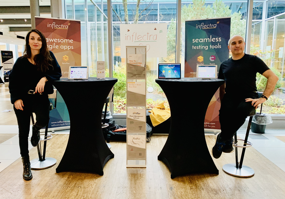 Thea Maisuradze and Adam Sandman at the Inflectra Booth