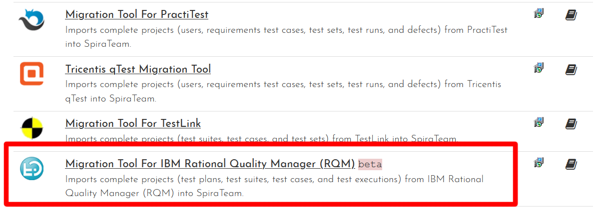 RQM migration tool on Inflectra website