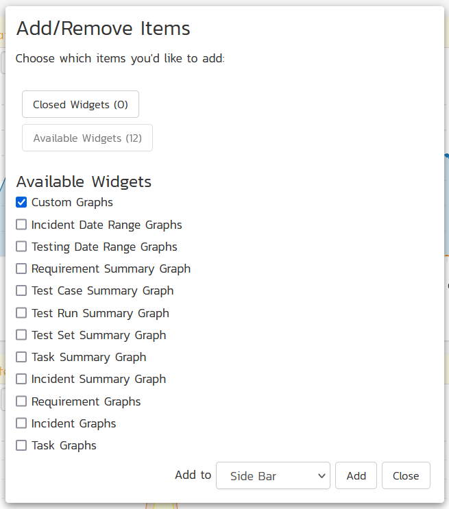 Adding graphs to dashboard in v6.15