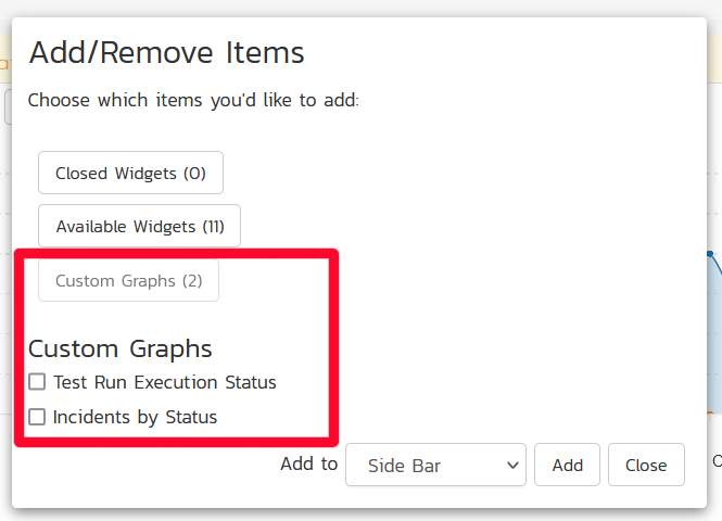 Adding custom graphs in v6.16