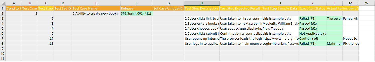 SpiraPlan add-in spreadsheet data