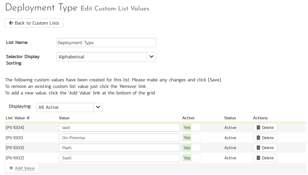 Custom list definition