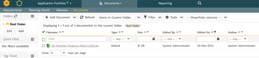 Generated report saved in documents repository