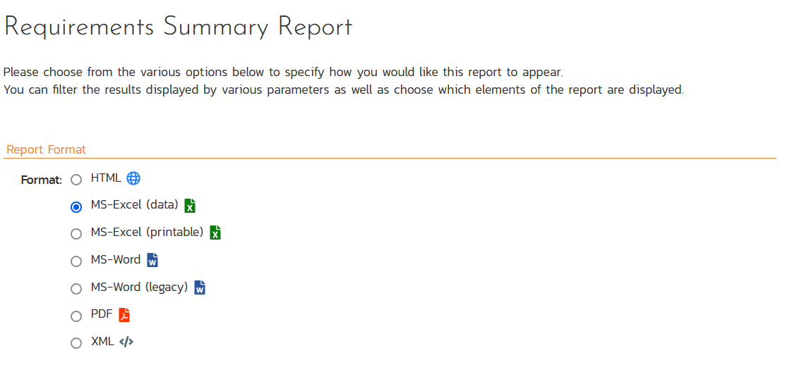 Run the requirements report for application portfolio