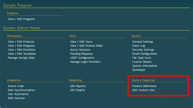 Admin menu - product custom propertiees