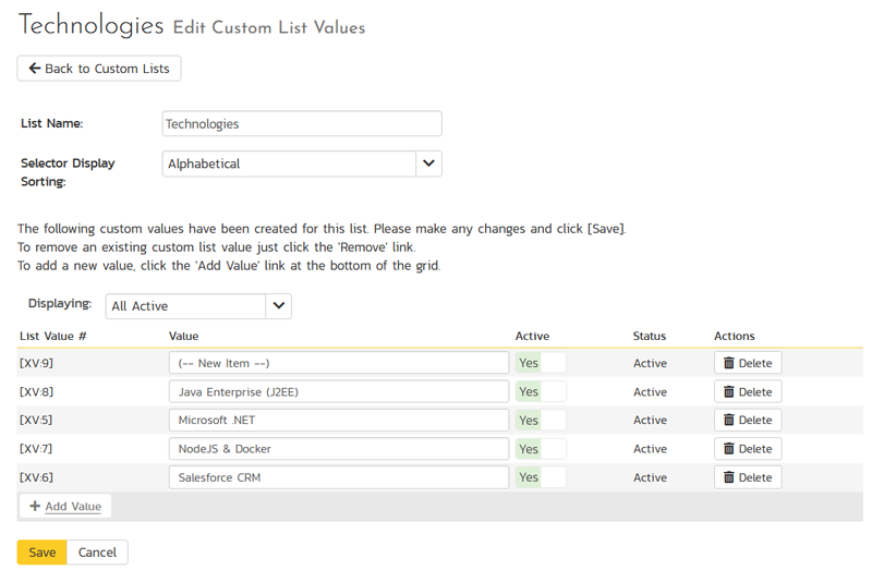 Editing a system-wide custom list
