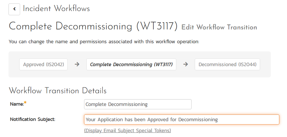 Application decommissioning email notification