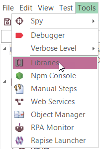 Rapise library selector