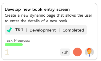Task card with all the options displayed