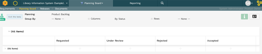 Board with default pre-planned statuses