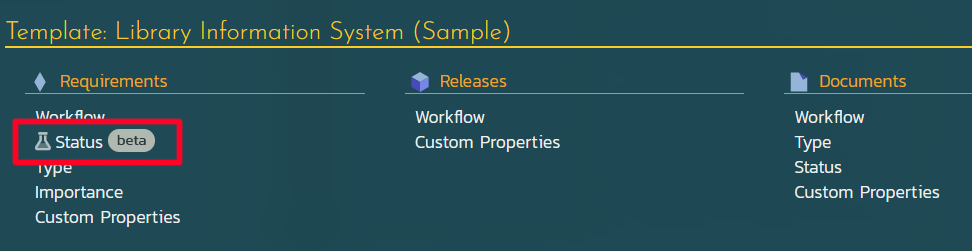 Requirement status beta options