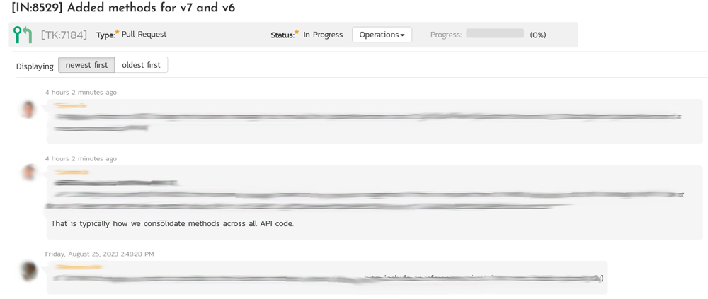 The list of comments synched from GitHub.