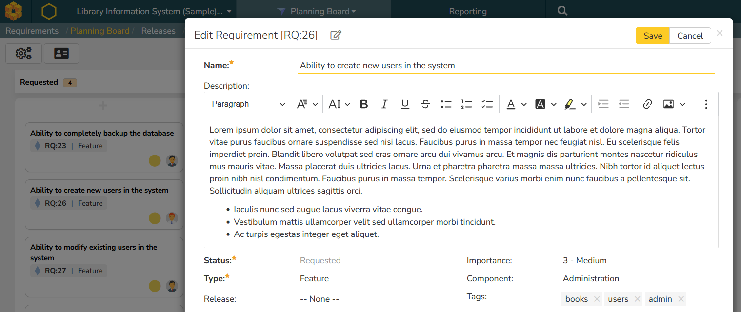 Editing tag on board