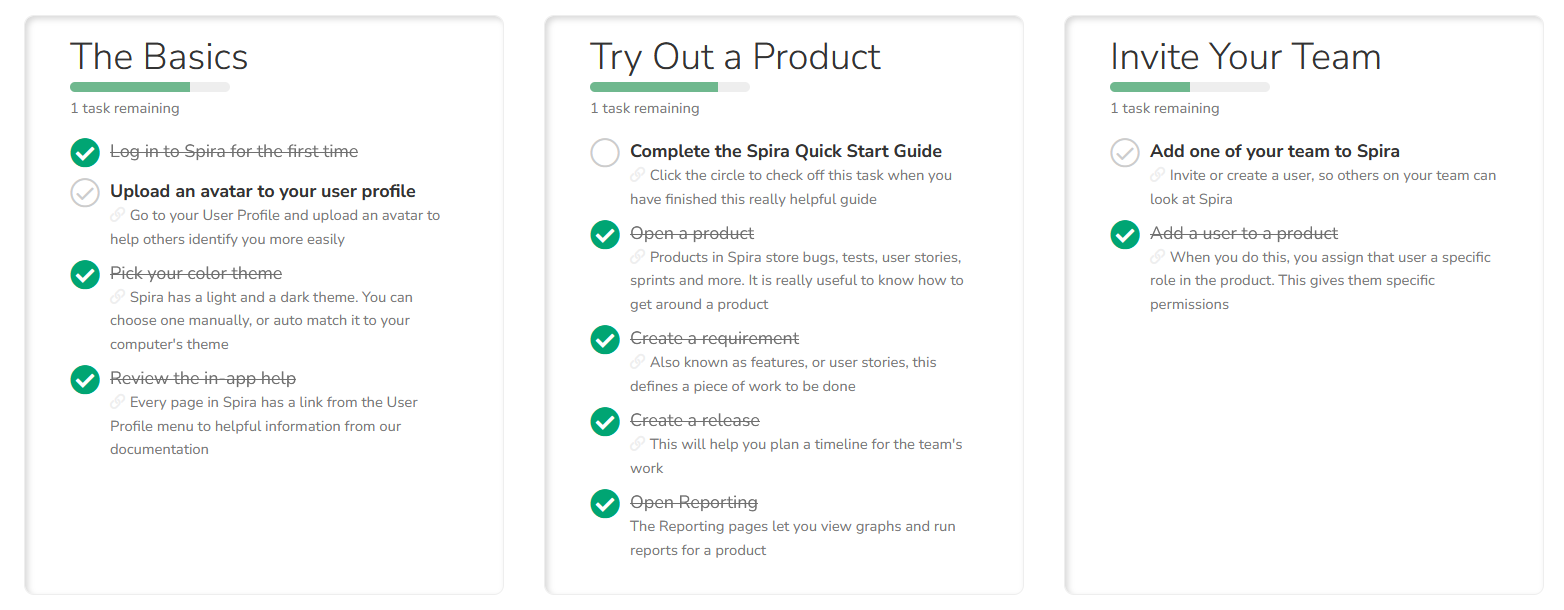 My Page onboarding widget