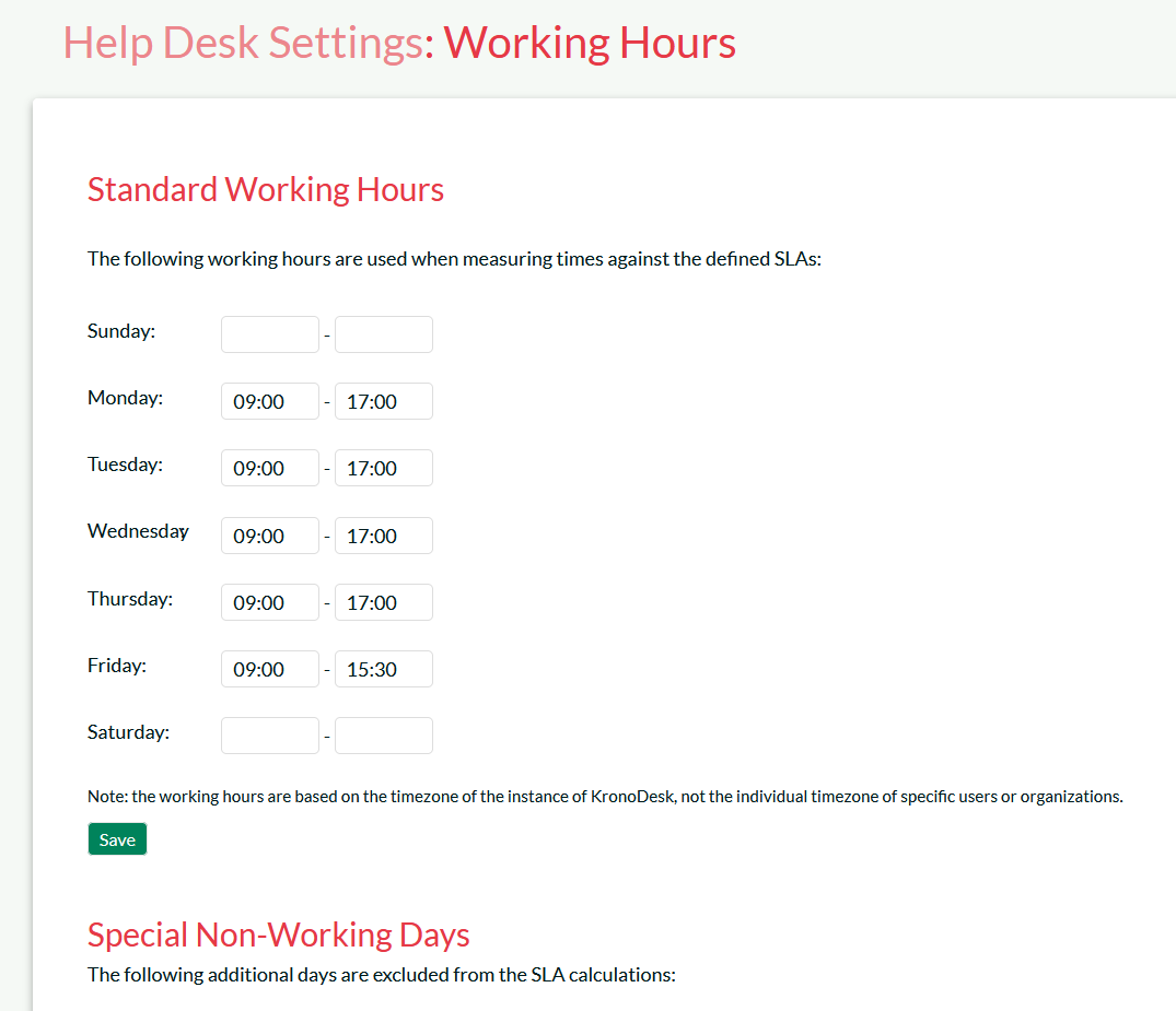 Working hours per day settings in KronoDesk
