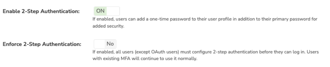 Option to enforce MFA
