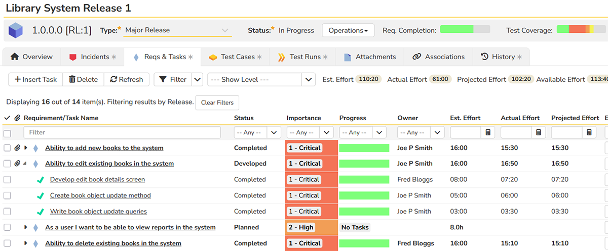 Release showing all context