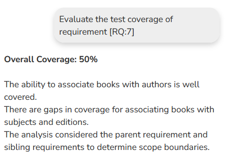 Summary analysis of requirements coverage