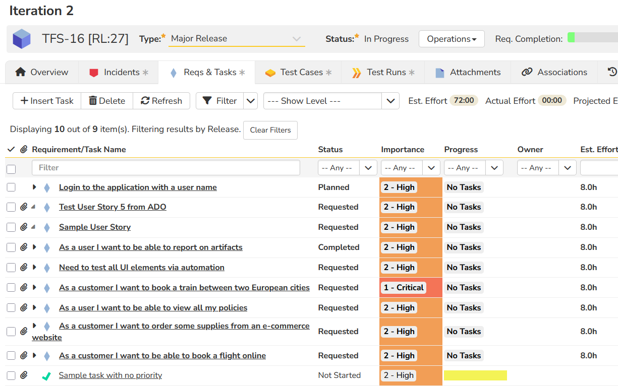 Release connected to ADO Pipelines and requirements and tasks