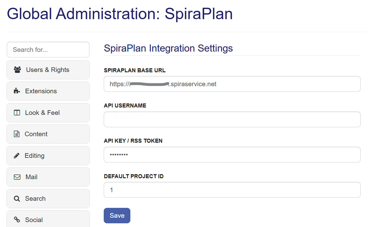 SpiraPlan Config Settings in XWiki