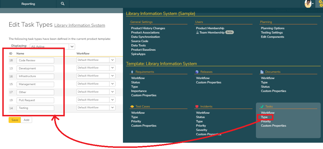 Task Type Setup in Spira