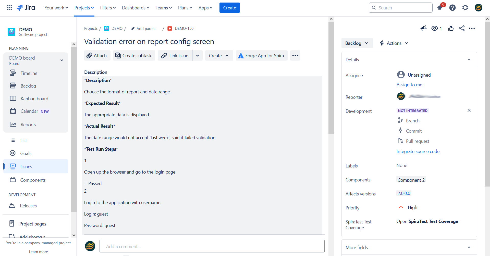 Jira User Interface